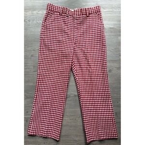 Vintage Chipp Men's Red Check Gingham Pants 1970s Wool Trousers 32x25.5 Ext+